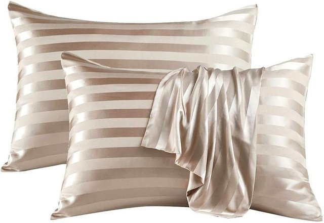 2er-Pack Satin-Kissenbezüge von Yiran Furniture in Gold, Queen-Size mit Umschlagverschluss, B/B: 50 x 75 cm - Bild 1