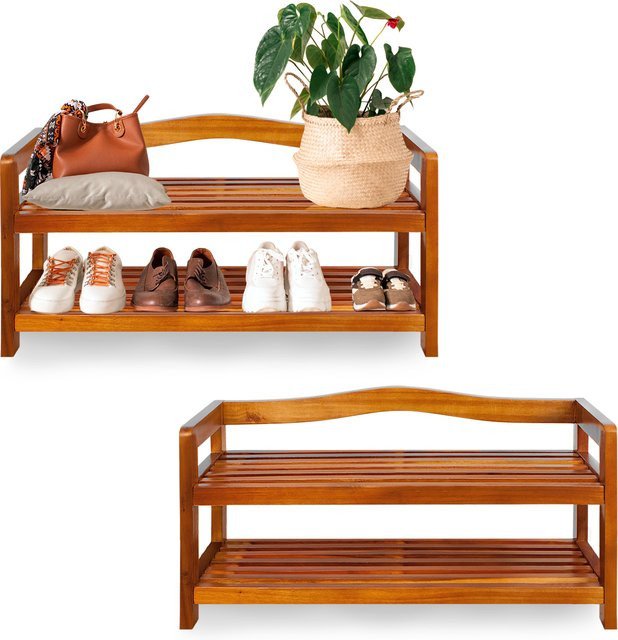 Casaria Schuhregal 2er-Set aus Akazienholz in Braun im Kolonialstil - Bild 1