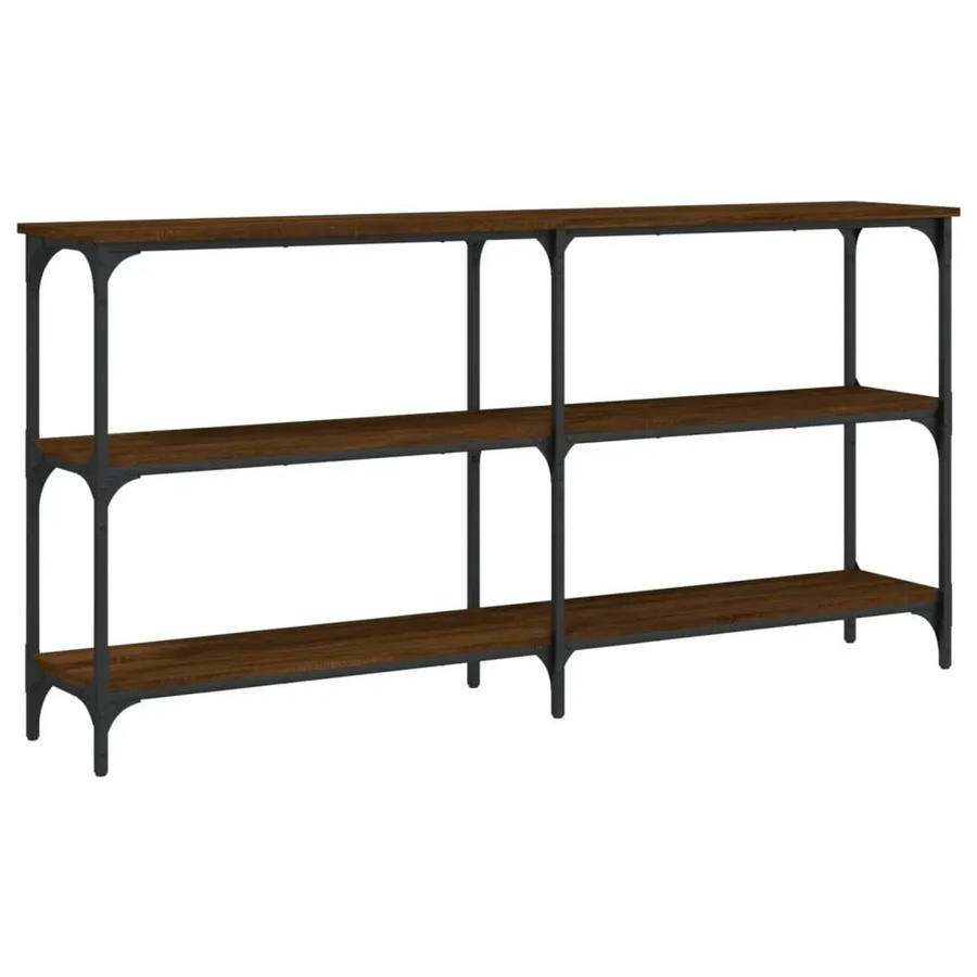 vidaXL Konsolentisch in Braun mit Eichen-Optik aus Holzwerkstoff und Metall, B/T/H: 150 x 29 x 75 cm - Bild 2