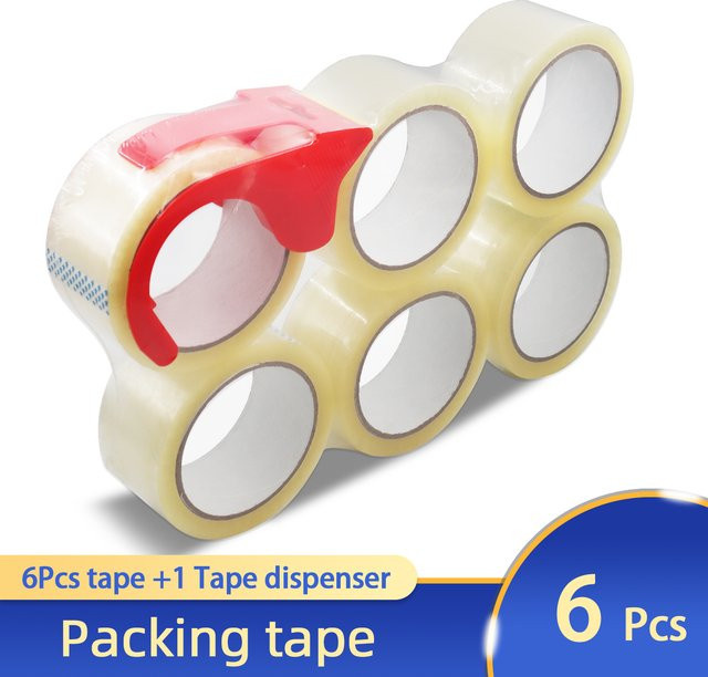 6er Set transparente Klebebandrollen zum Verpacken inklusive Spender - Bild 1