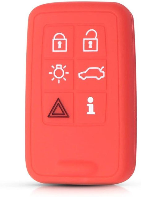 Silikon Schutzhülle für Volvo Smart Fernbedienung Schlüssel Fob mit 6 Tasten in Rot - Bild 1