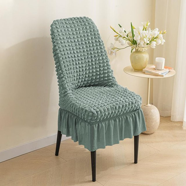 Yiran Furniture Esszimmerstuhlbezüge in Grün, elastische und rutschfeste Single-Size Stuhlbezüge aus Polyester-Baumwoll-Gemisch im minimalistischen Design - Bild 1