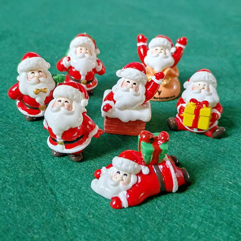 MOVING FOREST Weihnachtsschmuck Miniaturfiguren aus Kunststoff mit Weihnachtsmann, Schneemann und Schlitten in Mehrfarbig für Feengarten und Bonsai-Dekoration - Bild 2