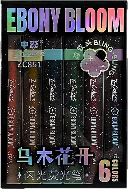 6-teiliges Set Glitzer-Textmarker mit Meißelspitze in Multicolour für Keramik, Stoff und Scrapbooking - Bild 1