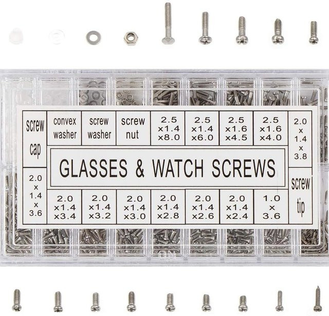 Glazzy Brillen Reparatur Set mit 1000 Teilen für Sonnenbrillen und optische Brillen inklusive Schrauben und Muttern als Ersatzzubehör - Bild 1