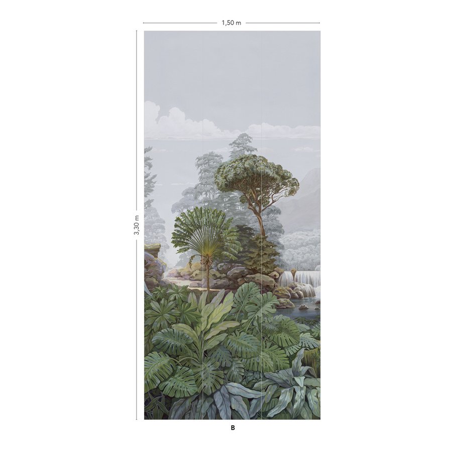 Isidore Leroy Mural Firone Corail Wandtapete mit floralem Muster in Mehrfarbig, Panel B, B/H: 150 x 330 cm - Bild 1
