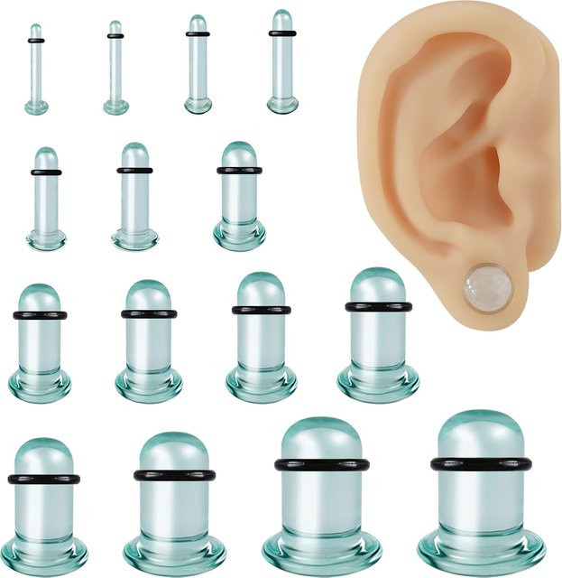 SWANJO Piercing-Ohrringe, Glas, Weiß, Damen, 1,6–16 mm - Bild 1