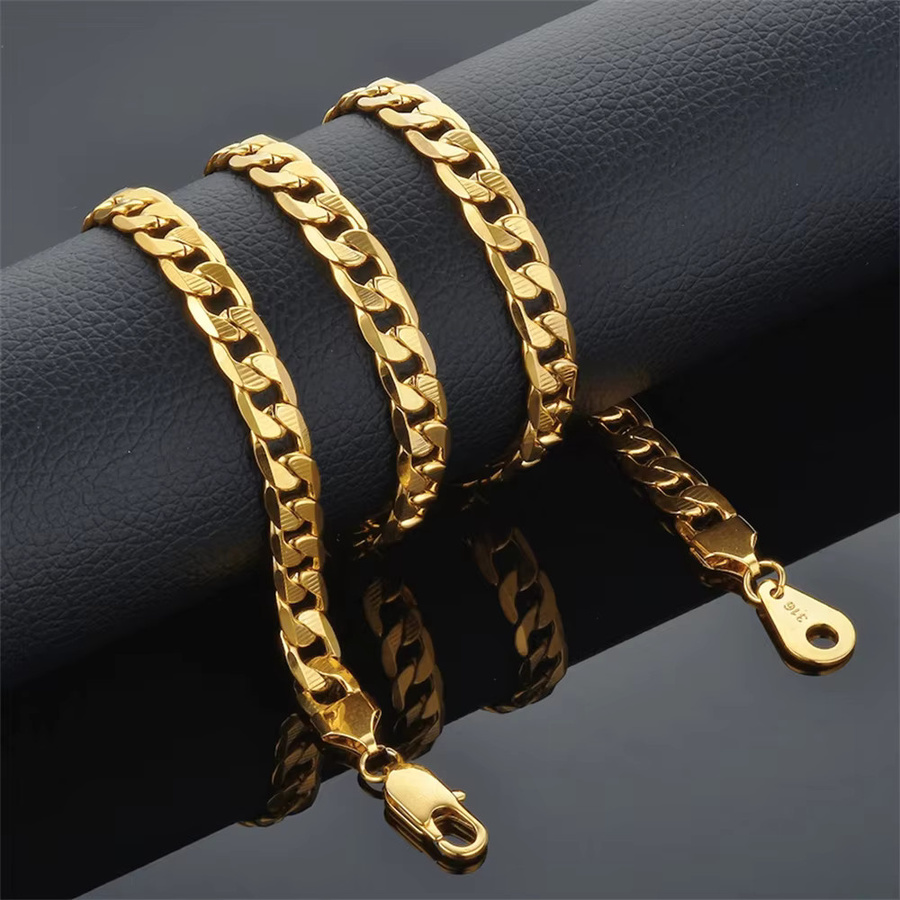 Halskette Edelstahl, Gold Silber Farbe, Cuban Link, 8mm, Unisex - Bild 2