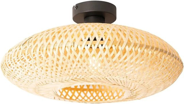 QAZQA Ostrava Orientalische Deckenlampe aus Bambus und Metall in Beige und Schwarz, Durchmesser: 40 cm - Bild 1