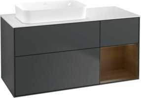 V&B Waschtischunterschrank Finion in Regalen walnussfarben matt lackiert B/T: 120 x 60 cm - Bild 1