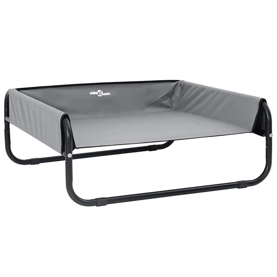 vidaXL Hundebett Hellgrau mit Metallgestell und rutschfester Unterseite B/T/H: 85 x 85 x 33 cm - Bild 2