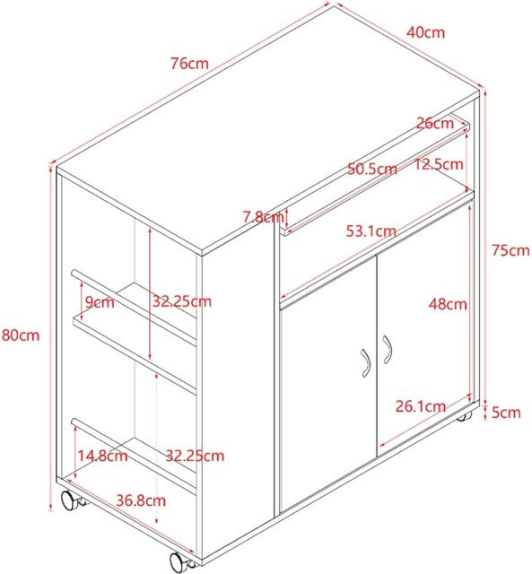 HTI-Living Küchenschrank Thekla in Weiß/Silber mit Regalfächern - Bild 1