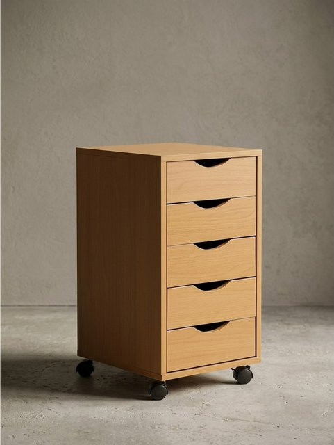 Rollcontainer KADIMA DESIGN aus MDF in Buche, Braun, B/T/H: 33 x 64 x 38 cm - Bild 1