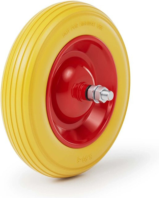 Wiltec Schubkarren Ersatzrad aus Polyurethan Vollgummi 4.00-8 Pannensicher bis 160kg - Bild 1