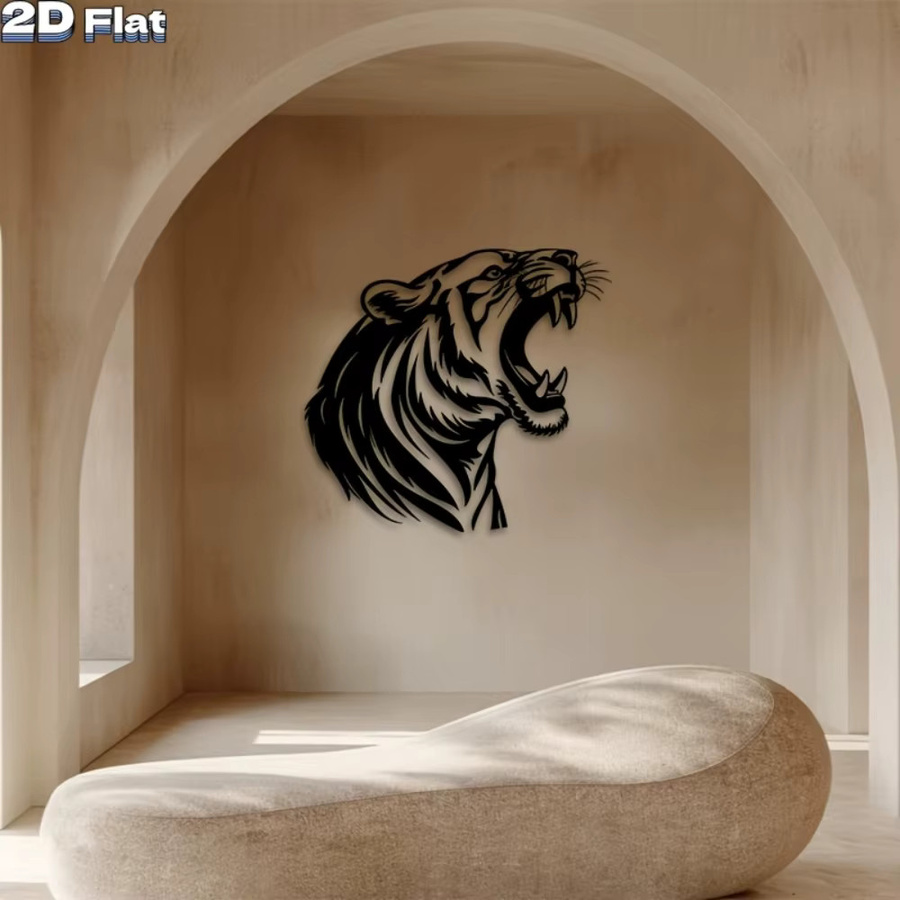 CIFBUY Wanddekoration Tigerkopf aus Metall in Schwarz, B/H: 25,4 x 25,4 cm - Bild 3