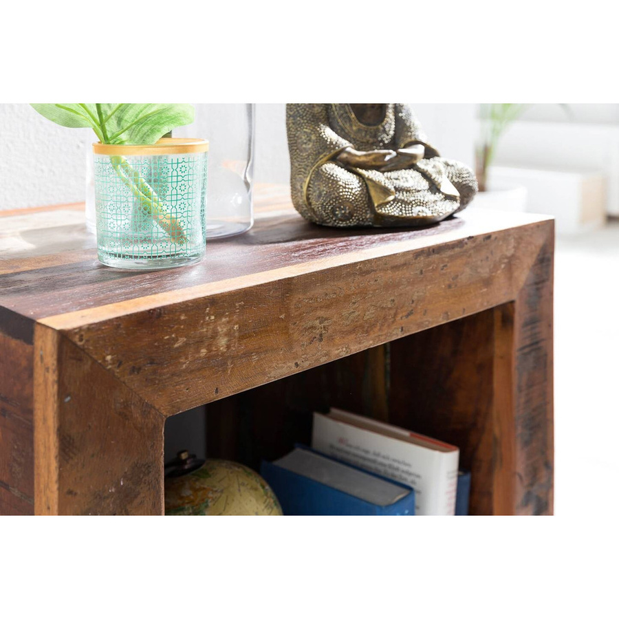 Beistelltisch KALKUTTA von Wohnling aus recyceltem Mango Massivholz in Braun im Shabby Chic Design B/H/T: 45 x 45 x 35 cm - Bild 3