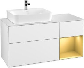 V&B Waschtischunterschrank Finion mit Wandbeleuchtung, Farbe Weiß mit Gold, Breite: 120 cm, Tiefe: 50,1 cm, Höhe: 50,1 cm - Bild 1