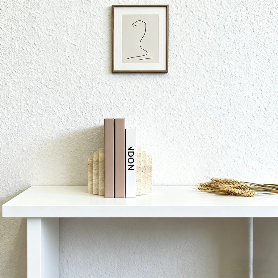 Moderne Buchstütze aus natürlichem Travertin-Marmor in Beige für Schreibtisch und Bücherregal - Bild 6
