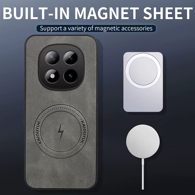 LICOERS Magnetische Hülle für POCO M8 Pro M8 5G, matte Lederschale mit MagSafe, stoßfester Rundumschutz in Schwarz - Bild 3
