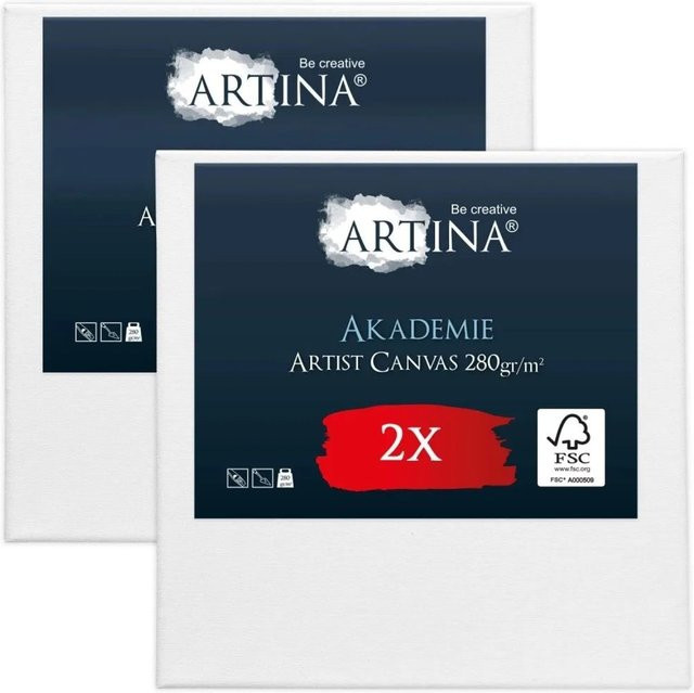 Artina Akademie Keilrahmen Set aus FSC Holz mit weißer Baumwollleinwand B/H: 60 x 60 cm, 2-teilig - Bild 1