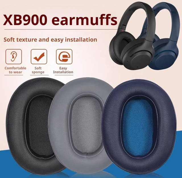 Sony Ersatz-Ohrpolster für WH-XB910N Kopfhörer aus Protein-Leder mit Memory-Schaum in Schwarz - Bild 1