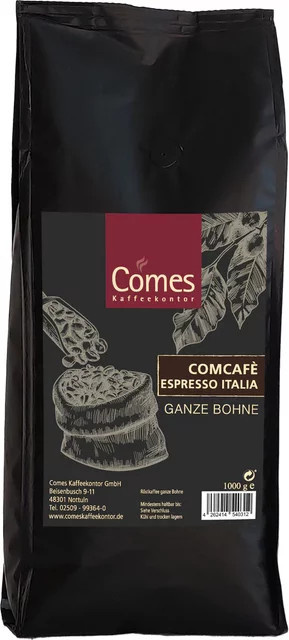 Comcafé Espresso Italia, dunkle Röstung, Arabica-Robusta-Mischung, Kaffeebohnen, 1 kg - Bild 1