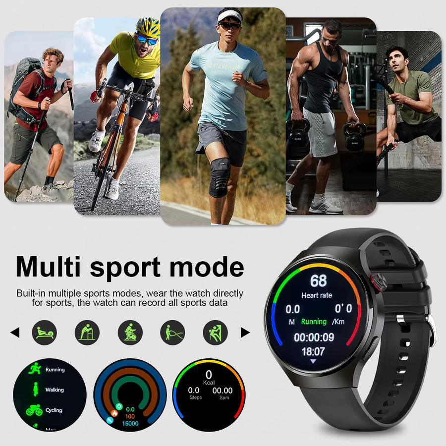 LIGE Smartwatch, Grau, Silikon, 3 ATM, Herren - Bild 3