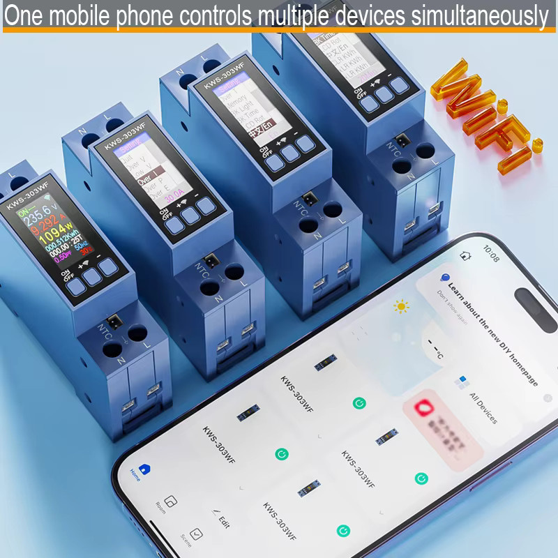ATORCH WiFi Tuya Digitales DIN-Schiene AC Voltmeter und Wattmeter zur Strommessung in Blau - Bild 4