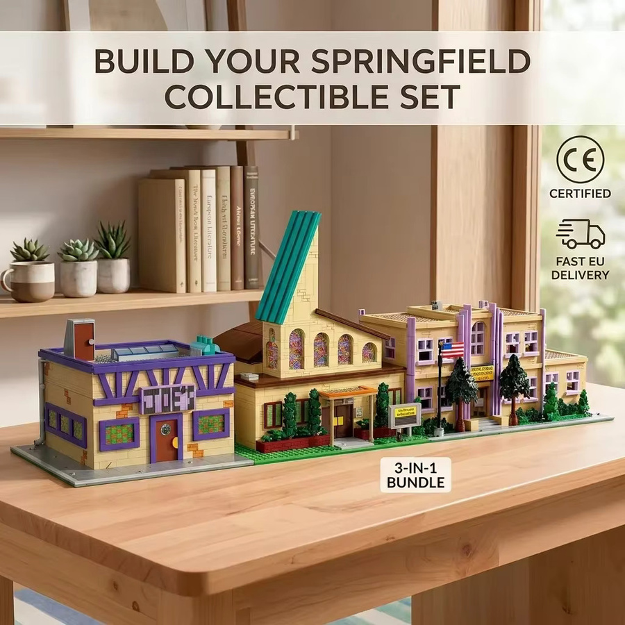 Deluxe Springfield Straßenblock, Modulares Bausteinset, Stadt, 3-in-1 Konstruktions-Bausteinmodell - Bild 3