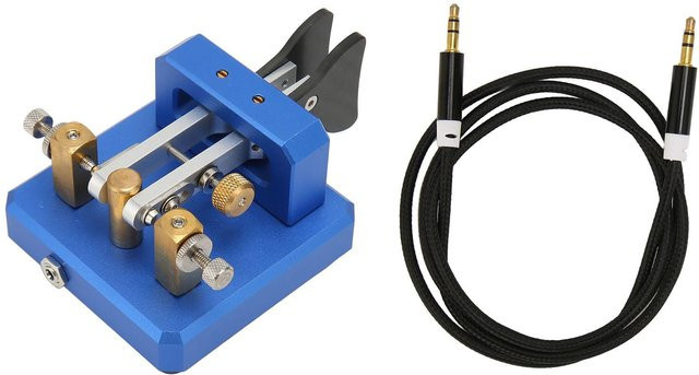 Honor Electronics Morsecode-Schlüssel Doppelpaddel Automatischer Kurzwellen CW-Morse-Telegraphenschlüssel Dunkelblau - Bild 1