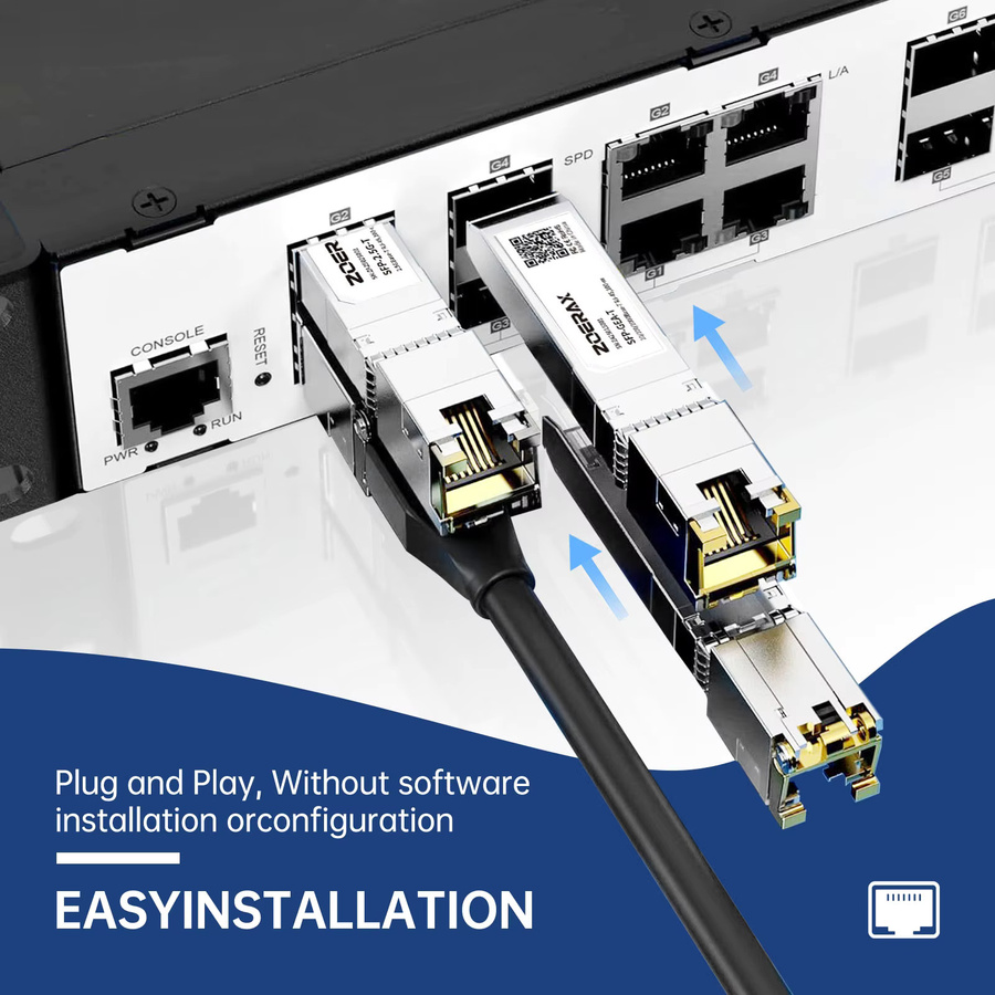 ZoeRax SFP+ Kupfermodul zu RJ45 Ethernet-Adapter CAT6a in Silber - Bild 4