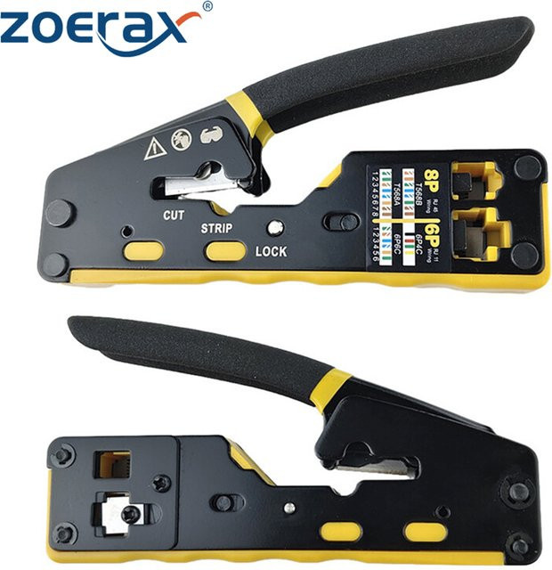ZOERAX RJ45 CAT6 Crimper Tool Netzwerkkabel Crimpwerkzeug für Cat6 Cat5 Cat5e Pass Through Connectors in Grün mit Ersatzklinge - Bild 1