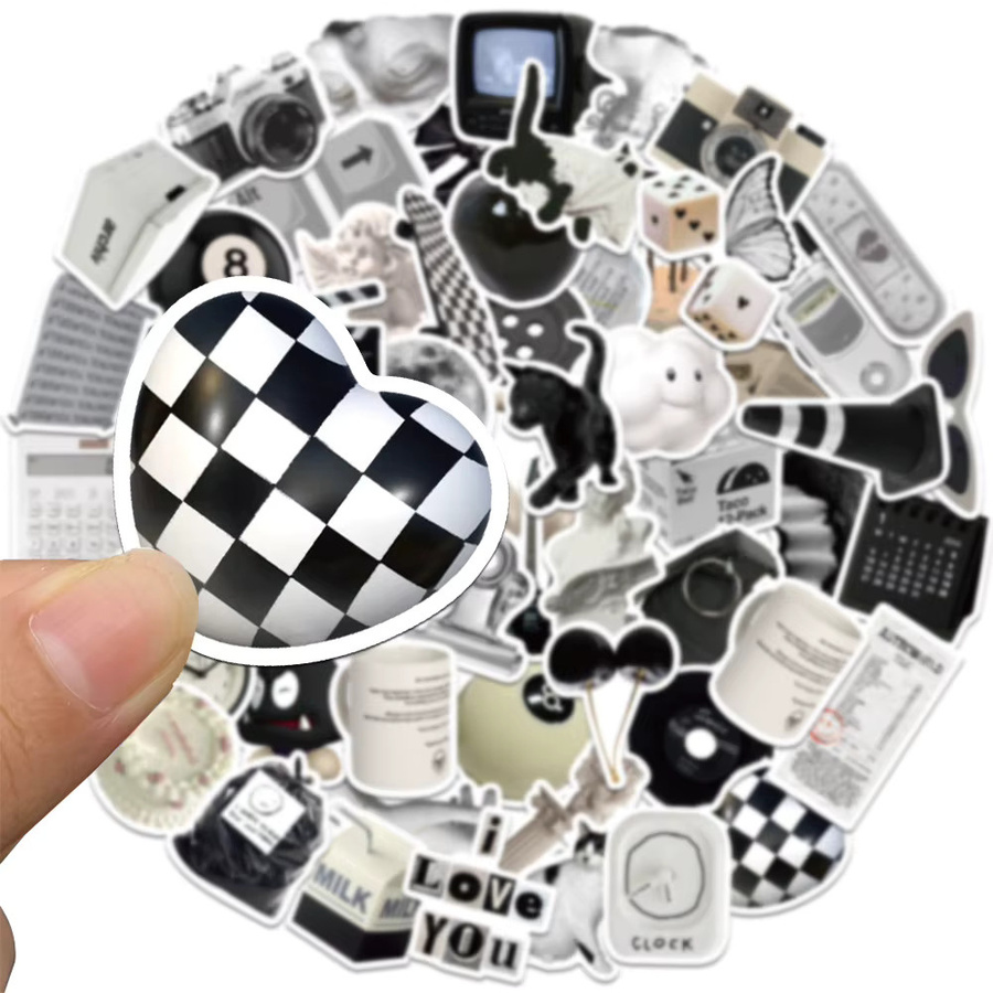 60 Stück Apathy Sticker Set in Schwarz-Weiß für Laptop, Notizbuch und Dekoration - Bild 2