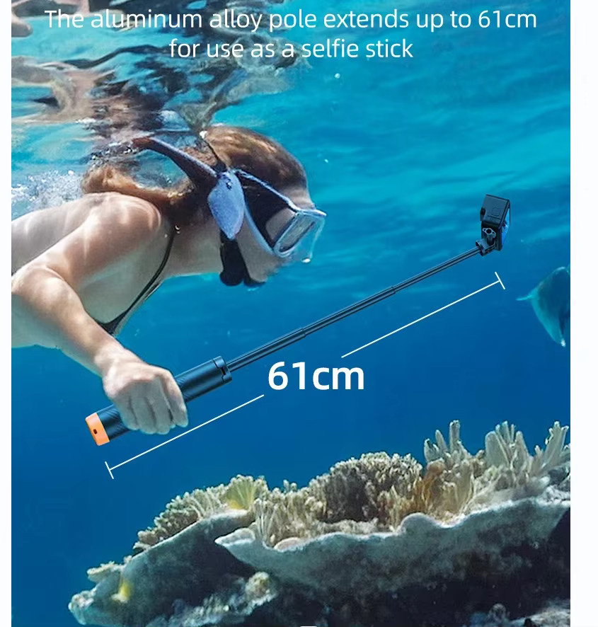 TELESIN Schwimmender Selfie-Stick Stativ in Schwarz für Insta360, DJI OSMO Action und GoPro Hero - Bild 2