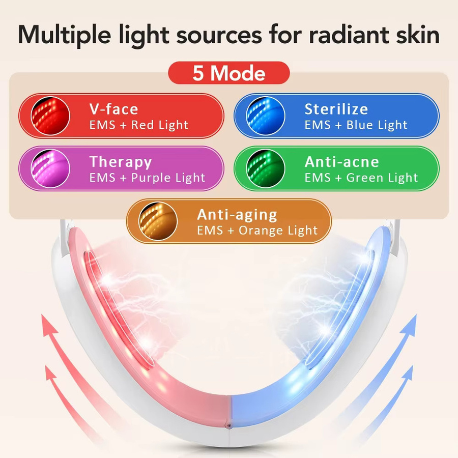 Hailicare EMS V-Shape Gesichtsstraffungsgerät, LED-Photonen-Therapie, Unisex - Bild 2