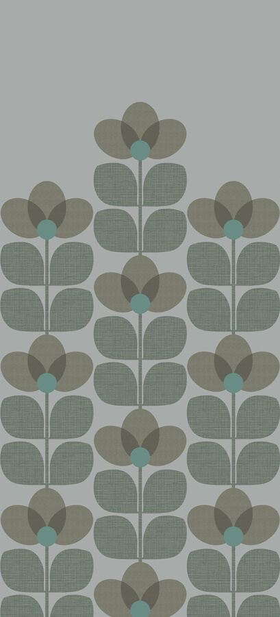 Isidore Leroy Mural Flower Sauge Panel A Wandgestaltung Floral in Grün aus Papier im Mid-Century Stil - Bild 1