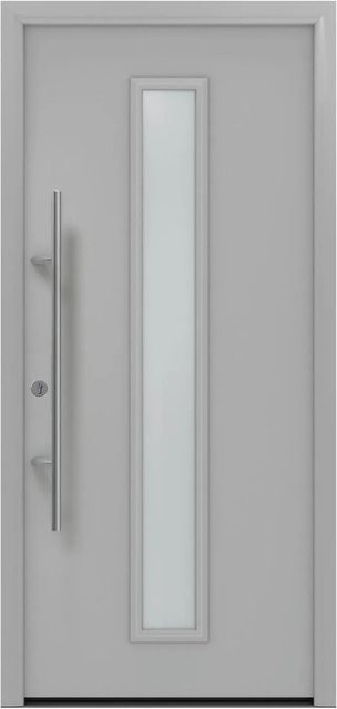 EcoStar Haustür Isopro Secur IPS 020S in Weißaluminium mit Glaseinsatz, RC2, B: 110 cm, H: 210 cm, DIN Links - Bild 1