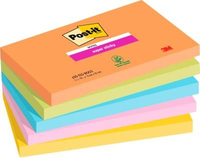 Post-it Super Sticky Notes Boost Collection farbig, B: 12,7 cm, H: 7,6 cm, extra starke Haftung, PEFC-zertifiziert - Bild 1