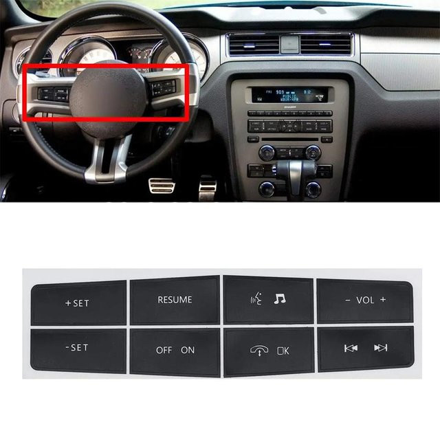 Reparatur-Aufkleber für Lenkradtasten von Ford Mustang 2010-2012 in Grau oder Schwarz - Bild 1