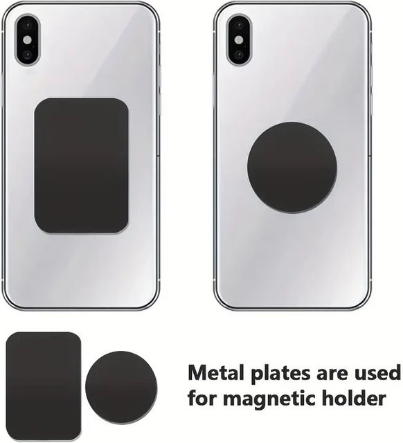 Magnetische Metallplatten für Handyhalterungen und Tablet-Ständer, Eisen-Aufkleber in Schwarz, B: 40 mm x B: 45 mm x L: 65 mm - Bild 1