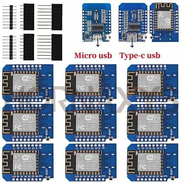 WeMos D1 Mini ESP8266 ESP-12F V2 Entwicklungsboard mit CH340G, WiFi Modul für Arduino, Blau - Bild 1