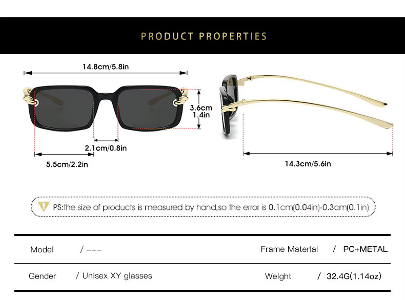 Quadratische Retro-Brille, Vollrand, Metall, Gold, Damen - Bild 3