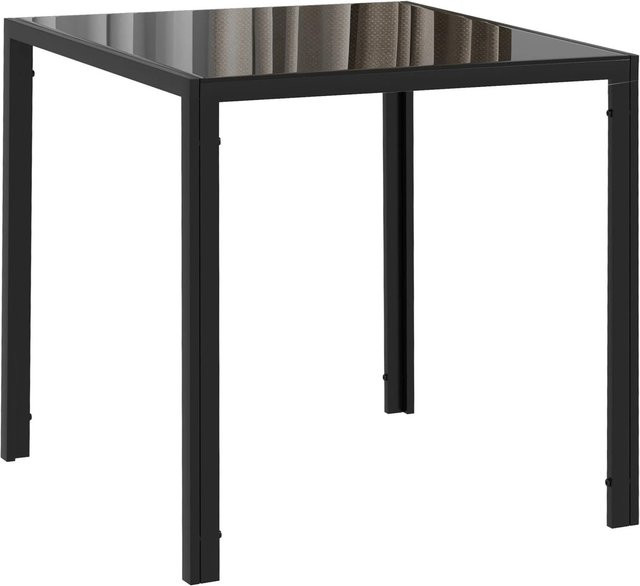 HOMCOM Esstisch aus Stahl und Hartglas in Schwarz, modern und quadratisch, B/T/H: 75 x 75 x 75 cm - Bild 1
