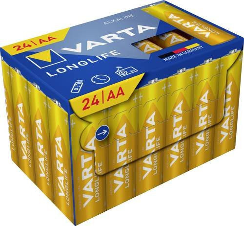 Varta Longlife AA Mignon Batterien Alkali-Mangan 1.5V, 24er Packung - Bild 1
