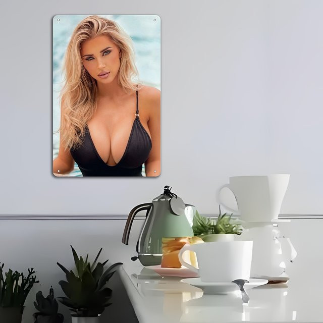 Vintage Metall Wandkunst CIFBUY Weibliche Silhouette Portrait Blechschild B: 20,3 cm, H: 30,5 cm - Bild 1
