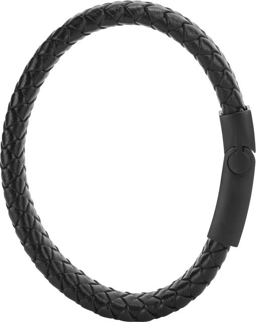 GoolRC Armband, geflochtenes Leder, Edelstahl, Schwarz, Herren - Bild 1