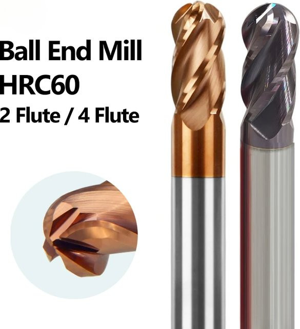 4-schneidiger Kugelkopffräser aus Wolframkarbid für Stahl HRC55/65 mit verschiedenen Radien R0,5 bis R9 - Bild 1