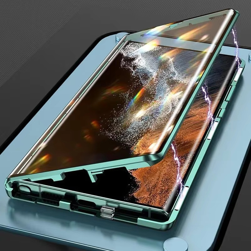 360 Full Protector Metall doppelseitiges HD-Glasschlossgehäuse für Samsung Galaxy in Grün - Bild 2