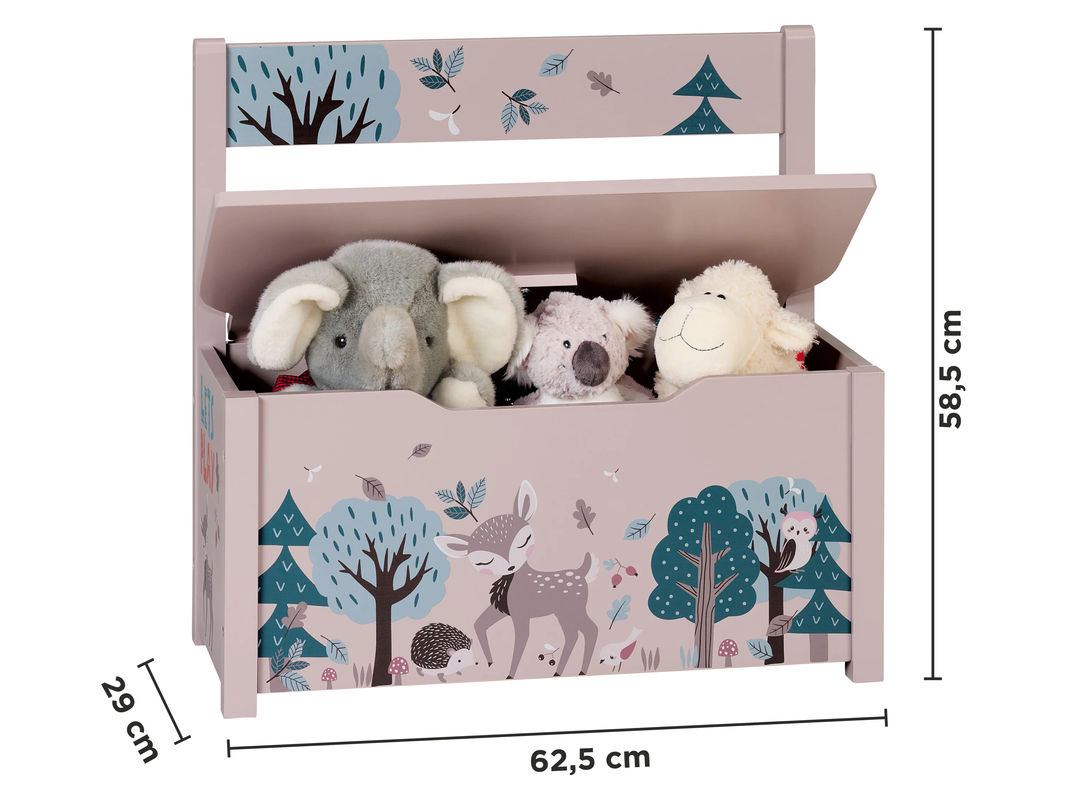 LIVARNO Truhenbank mit Waldtiermotiv Reh in Blau für das Kinderzimmer - Bild 2