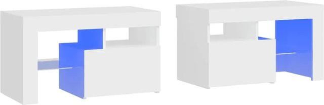 vidaXL Nachttische Set mit LED-Leuchten Weiß, 2 Stück, B/T/H: 70 x 36,5 x 40 cm - Bild 1